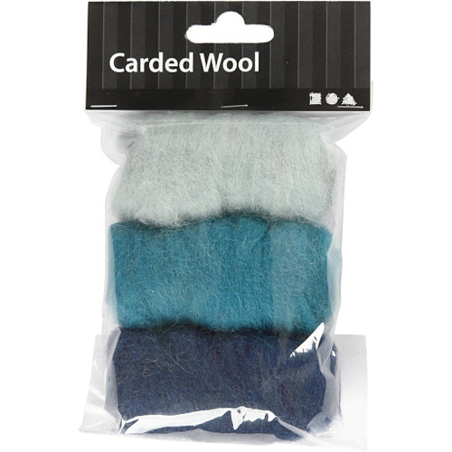 Carded Wool, blue harmony, 3x10 g/ 1 pack