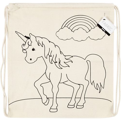 Gym bag, light natural, unicorns, size 37x41 cm, 110 g, 1 pc