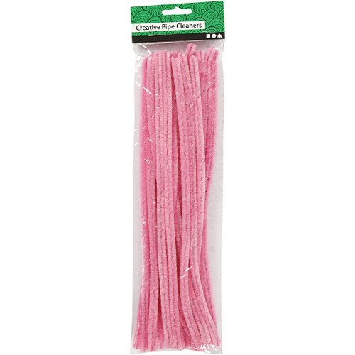Pipe Cleaners, pink, L: 30 cm, thickness 9 mm, 25 pc/ 1 pack