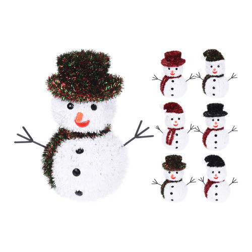Tinsel Snowman Decoration 6 Assorted