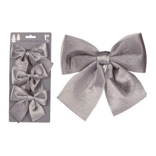 Grey Velvet Bows Pack Of Three
