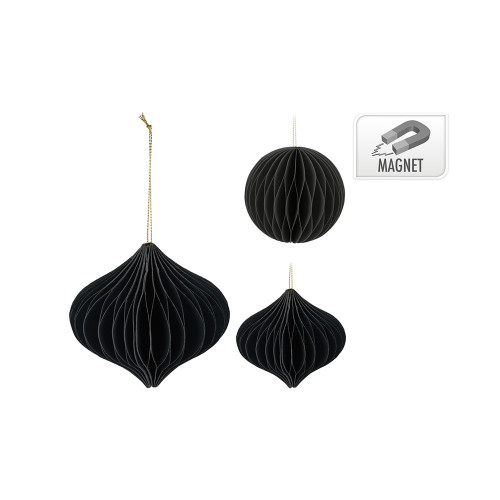 Paper Hanging Dec Black Bauble 2 Assorted from Country Baskets