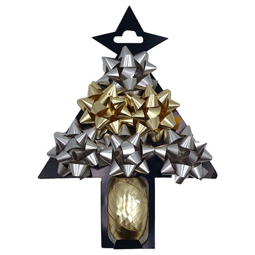 Christmas 7 Bow And Ribbon Set Gold & Silver Foil from Country Baskets