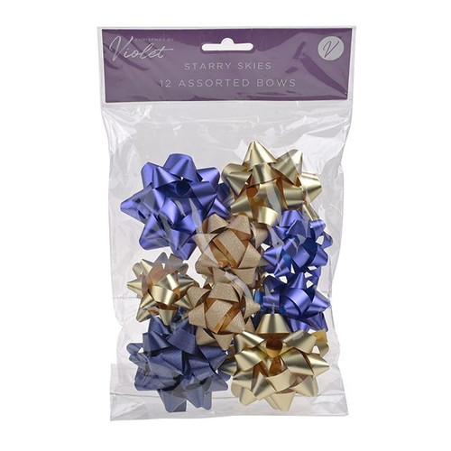 Starry Night 12 Gift Bow Pack from Country Baskets