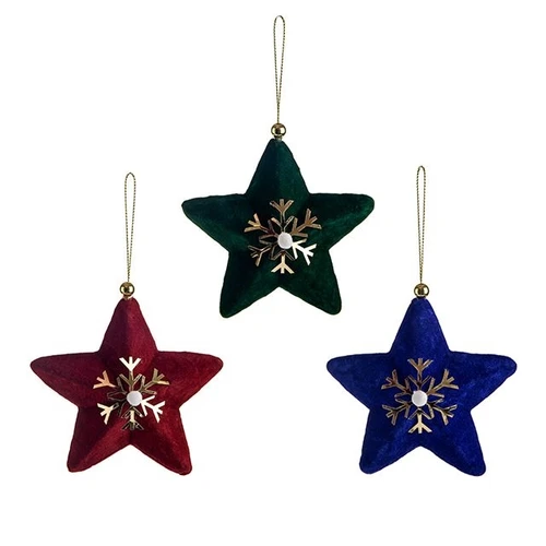 Star With Gold Snowflake Hanging Decor 3 Assorted