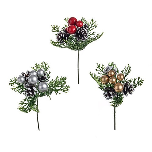 Pick Berry With Pinecone & Ball 3Ast