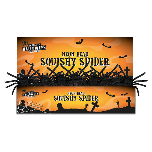 Black Neon Bead Squishy Spider PDQ from Country Baskets