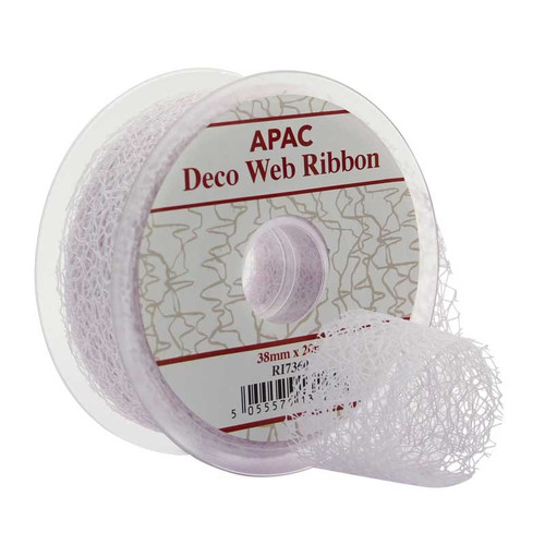 38mm x 20m White Deco Web Ribbon (6/72)