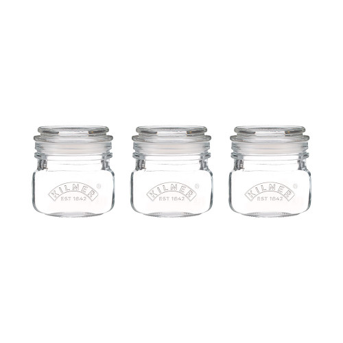 Square Push Top Jars Set Of 3 250Ml