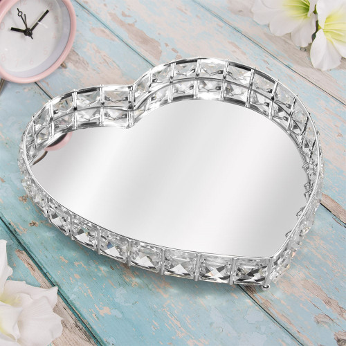 Silver Crystal Tray Heart M from Country Baskets