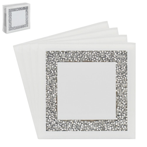 White Crystal Coasters S/4