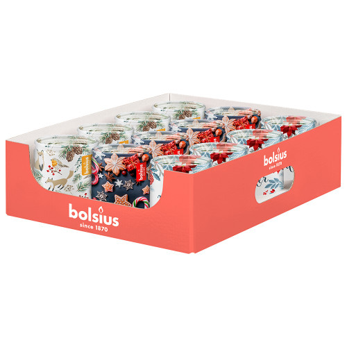 Bolsius Christmas Starlight Decorative Glass Scented Candle Assortment from Country Baskets