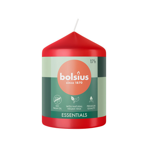 Bolsius Essentials Pillar Candle - 80x58mm - Delicate Red