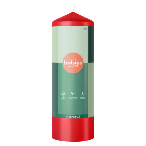 Bolsius Essentials Pillar Candle - 200x68mm - Delicate Red