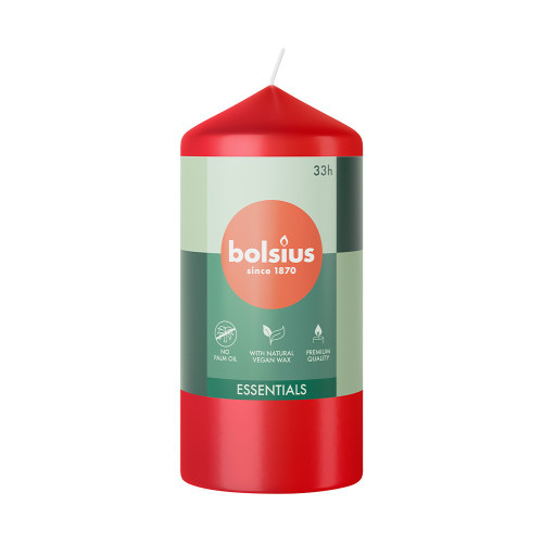 Bolsius Essentials Pillar Candle - 120x58mm - Delicate Red