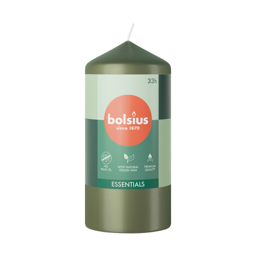 Bolsius Essentials Pillar Candle - 120x58mm - Olive Green