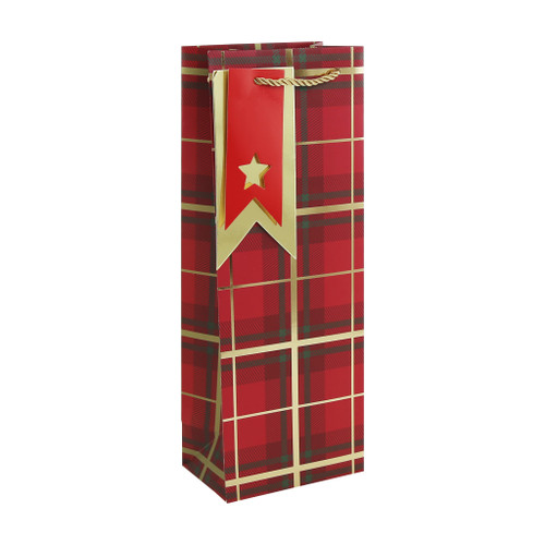 RED TARTAN BOTTLE BAG FSC