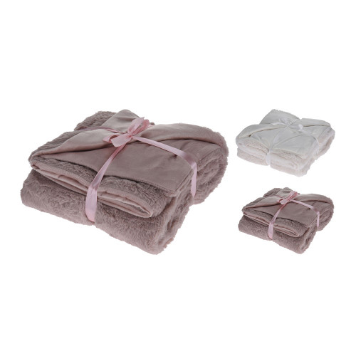 Throw Faux Fur Pink/Ivory 2 Assorted