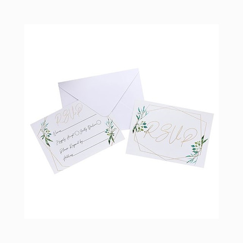 Geo Greenery Wedding RSVP Cards