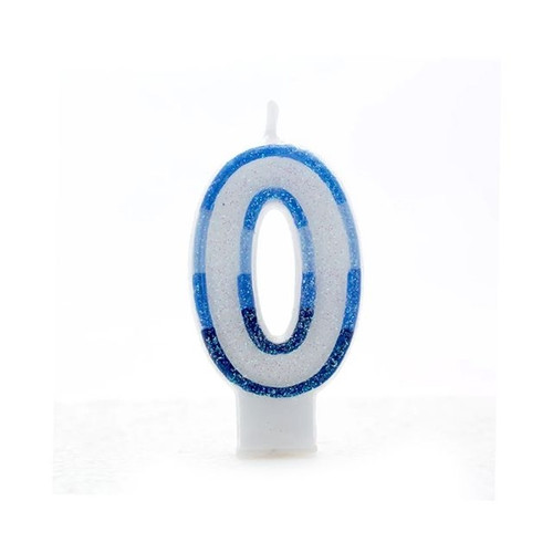 0 Blue Coloured Number Candle