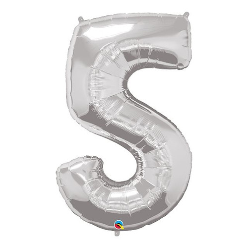 Balloon Number 5 86Cm Silver