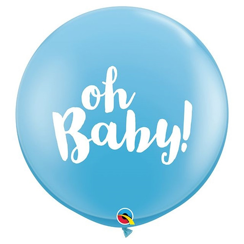 3FT Round Oh Baby Balloon Blue