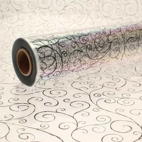 Cellophane Print Black Scroll 50cm 100m