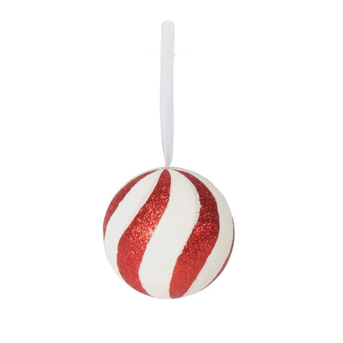 Candyland stripe bauble 10cm Red/White