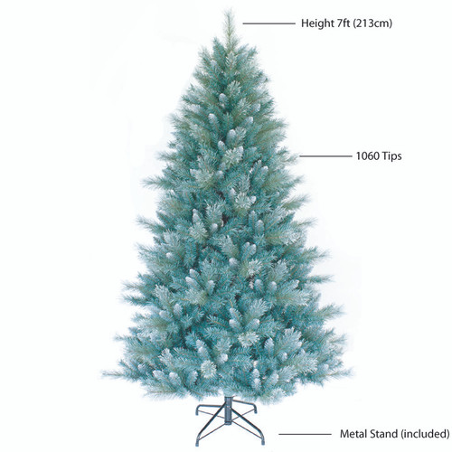7FT Frosted Christmas Tree with Metal Stand