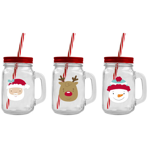 Christmas Mason Jar & Straw