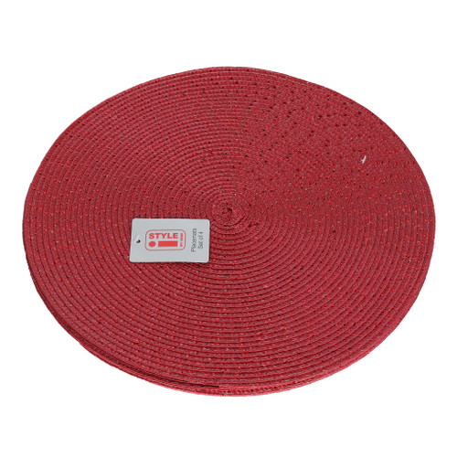 ROUND WOVEN PLACEMAT - RED WITH METALLIC THREAD 4PK from Country Baskets