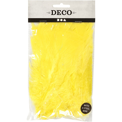 Feathers, yellow, L: 11-17 cm, 18 bundle/ 1 pack