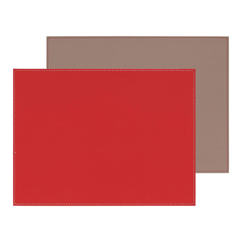 SINGLE PLACEMAT 30X40 RED/TAUPE FREEFORM