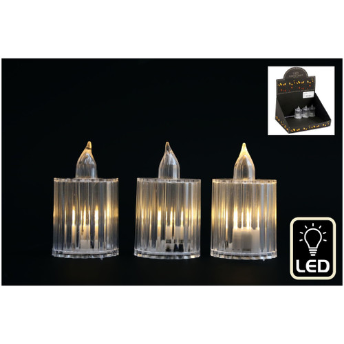 4X6 Led Ribbed Acrylic Candle