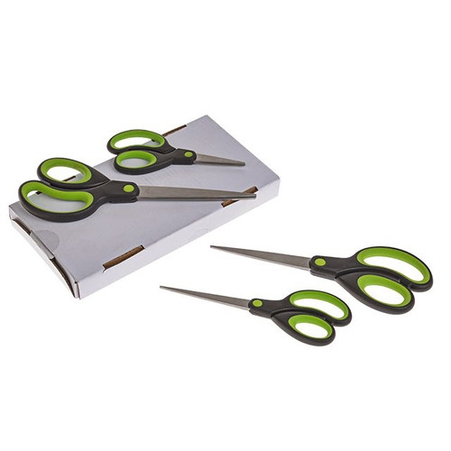 BOX Of Soft Grip Handled Scissors Black/Green