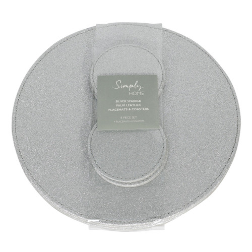 SILVER SPARKLE FAUX LEATHER PM & COT SET from Country Baskets