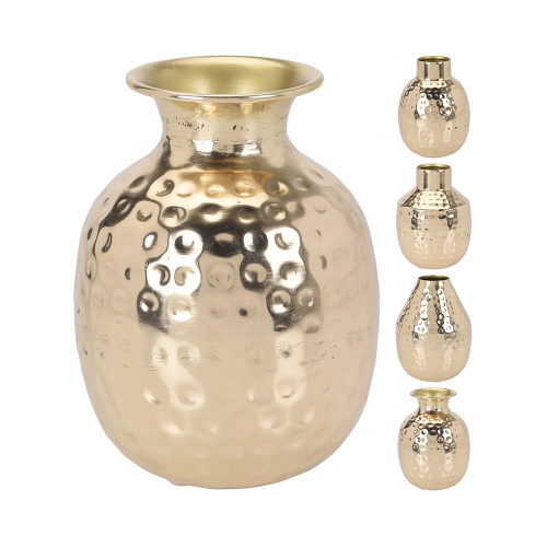 Hammered Metal Vase Gold from Country Baskets