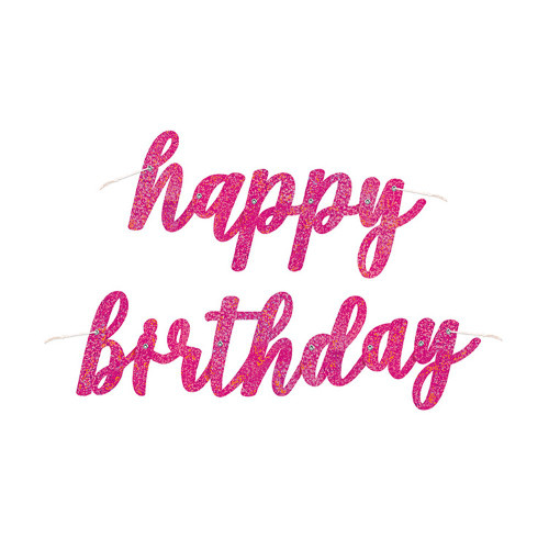 Pink Foil Jointed Happy B'day Banner