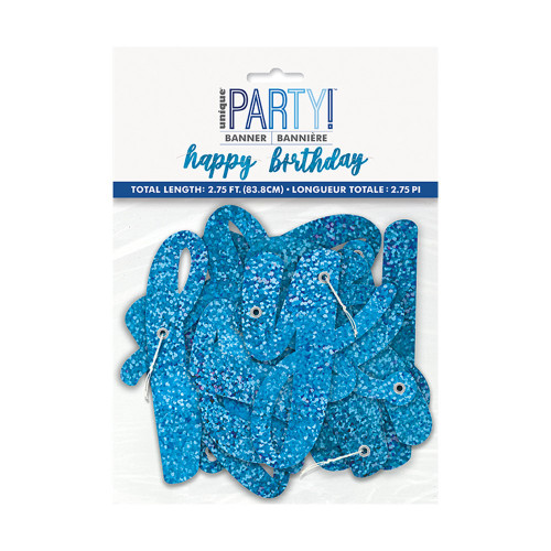 Blue Foil Jointed Happy B'day Banner