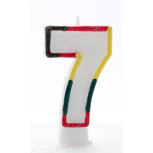 7 Multi Coloured Number Candle