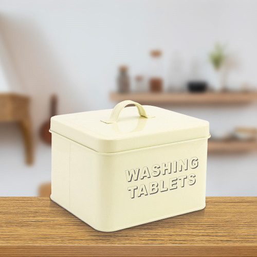 Cream Washing Tablets Container