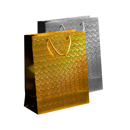 Holographic Bag Large, Gold & Silver 2 Asst 26x36x10cm