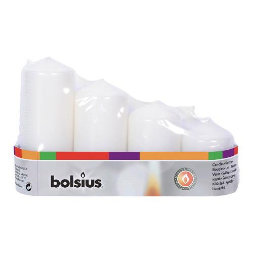 Bolsius Tray Assorted Size Pillar Candles x 4 White from Country Baskets