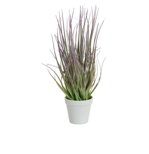 46cm Grass w/White Pot Purple