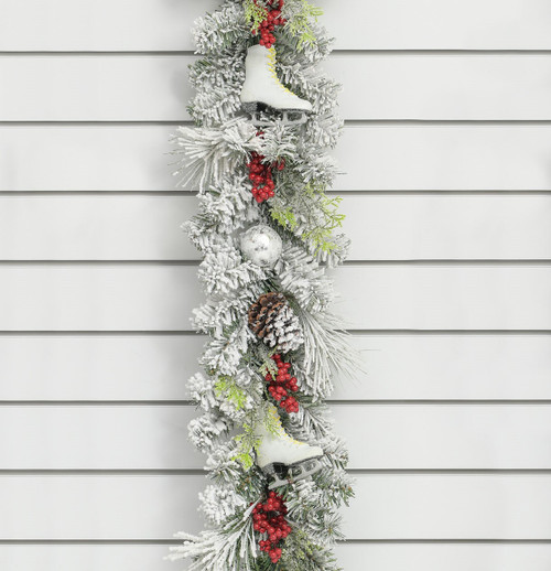 6ft Flocked Skate/Bauble Garland from Country Baskets