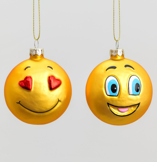7cm Glass Smiley Face Dec 2Ass