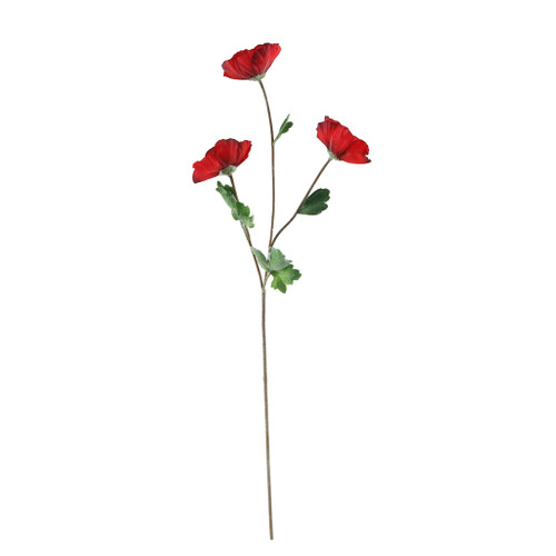70cm Poppy Spray x3 Red