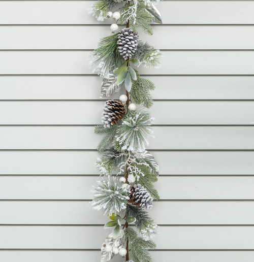 180cm Flocked Mixed Pine/Cone Grln from Country Baskets