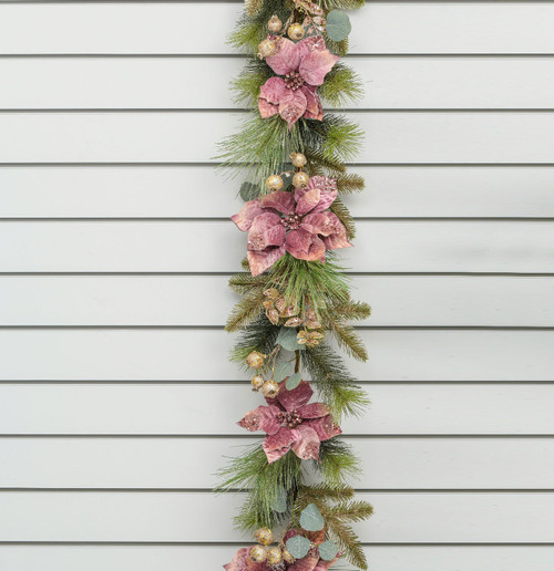 180cm Plush Poinsettia Garland RG from Country Baskets