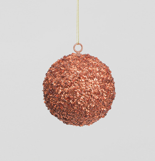 80mm Glitter Sequin Ball Copper from Country Baskets